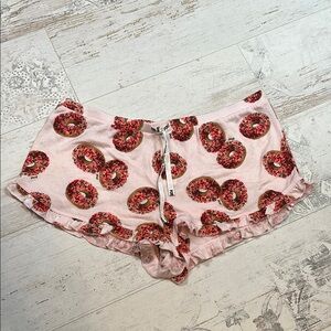 Pink Victorias Secret Pink Donut Print Ruffle Shorts Size Large NWT
